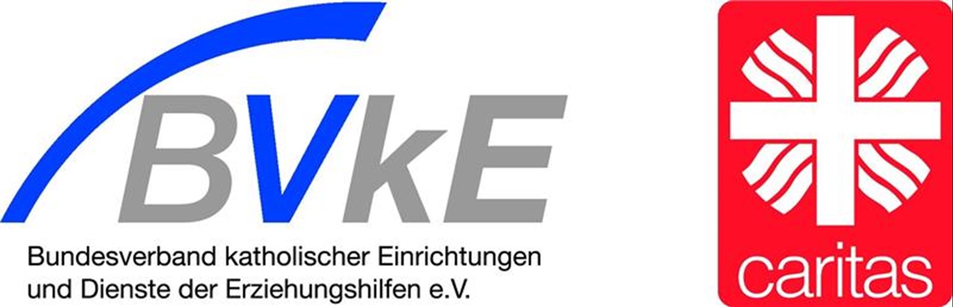 Logo des Bundesverbands katholischer Einrichtungen und Dienste der Erziehungshilfen e. V. und der Caritas
