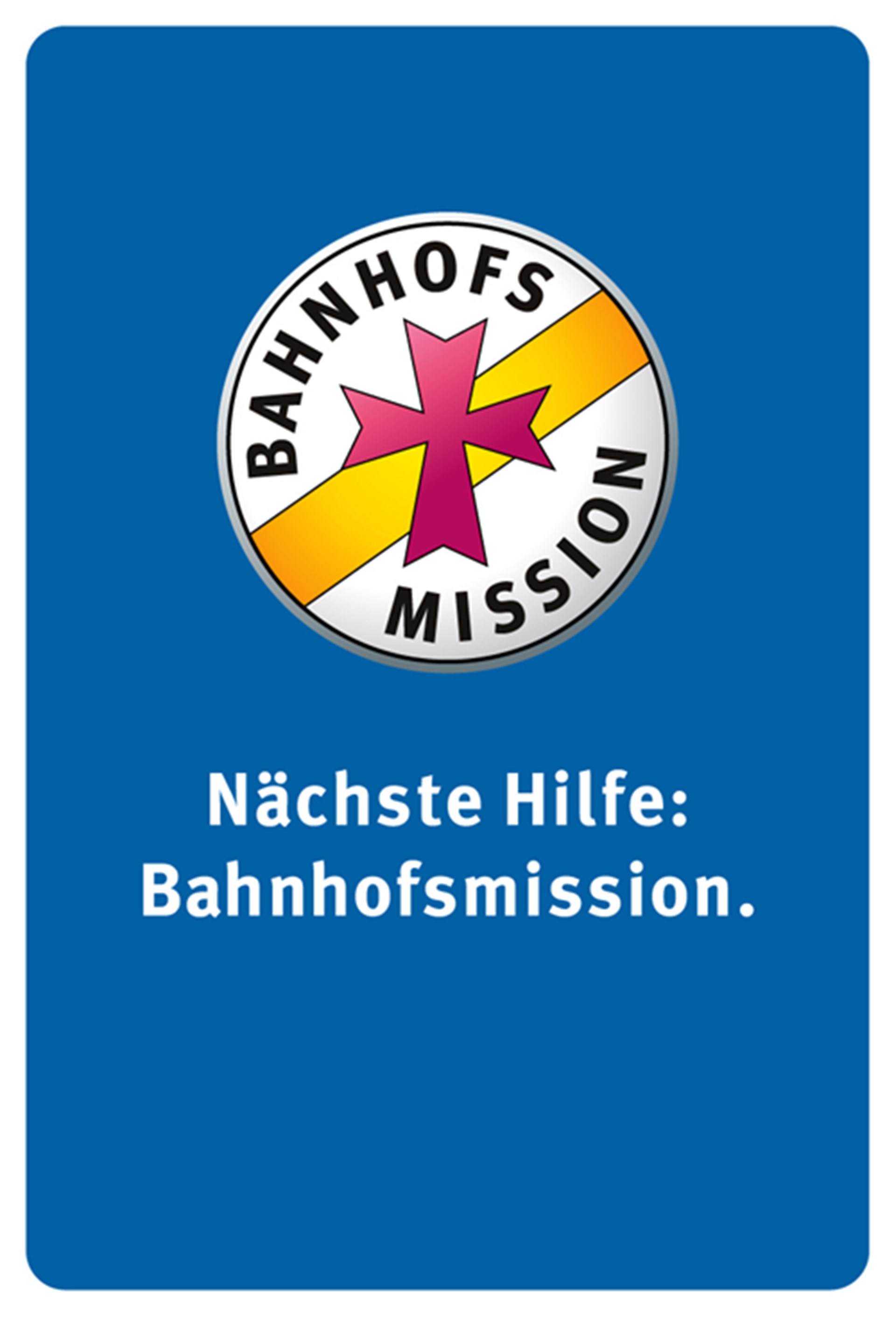 Logo Ökumenische Bahnhofsmission. Nächste Hilfe: Bahnhofsmission.